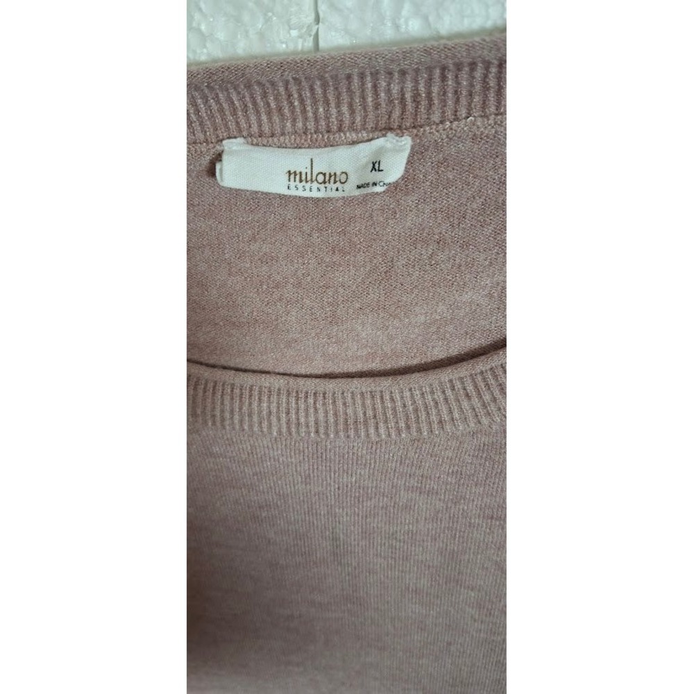 Milano Essential Womens XL Short Sleeve Knit Sweater Dusty Rose Mauve Crew Neck - Picture 2 of 4